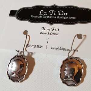 Faux Silver Profile Earrings